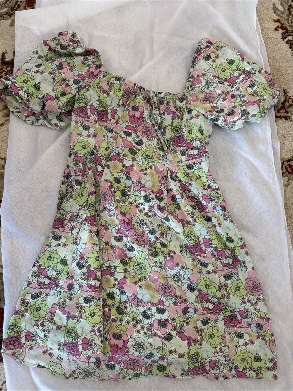 BCBGeneration Pink & Green Floral Off-Shoulder Dress